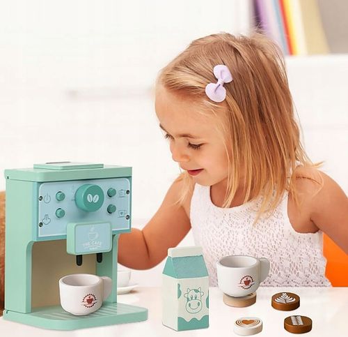 EKSPRES DO KAWY DREWNIANY DLA DZIECI AKCESORIA KUCHENNE FILIŻANKI MLEKO AGD na Arena.pl