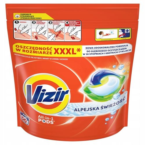Vizir Alpine Fresh Pods Kapsułki do prania białego, 50 prań na Arena.pl