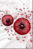 100 70CM OBRAZ PŁÓTNO CZERWONY DMUCHAWCE 4 PŁÓTNO RAMA