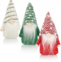 3X OZDOBNE KRASNALE ŚWIĄTECZNE FIGURKI KRASNAL Z WĄSAMI STROIK ŚWIĘTA 15 CM