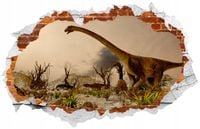 Naklejka efekt 3D dziura w ścianie dinozaury HIT!