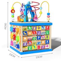 DREWNIANY SORTER KOSTKA EDUKACYJNA ALFABET KOLOROWY MONTESSORI Z LABIRYNTEM