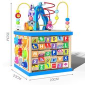 DREWNIANY SORTER KOSTKA EDUKACYJNA ALFABET KOLOROWY MONTESSORI Z LABIRYNTEM