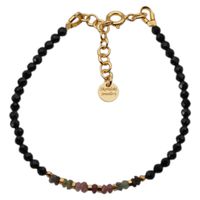 Bransoletka - Turmalin kolorowy, Hematyt złoty i srebro złocone