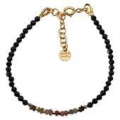 Bransoletka - Turmalin kolorowy, Hematyt złoty i srebro złocone