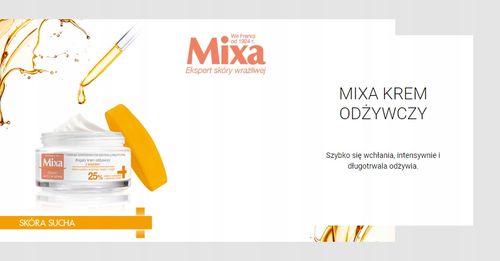 MIXA INTENSYWNE ODŻYWIENIE KREM DO TWARZY SKÓRA WRAŻLIWA I SUCHA 50 ML na Arena.pl