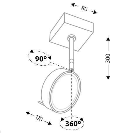 Sufitowa lampa FUSSA 7307 Shilo metalowy spot regulowany czarny zdjęcie 3