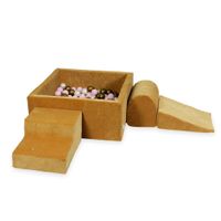 Piankowy plac zabaw z basenem kwadratowym 90x90x40 Velvet soft carmel + 400 piłek (beż, stare złoto, złoto, czarne)
