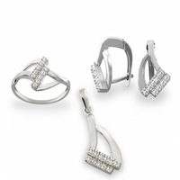 SREBRNY KOMPLET Z CYRKONIAMI PRÓBA SREBRA 925 NOWOCZESNY