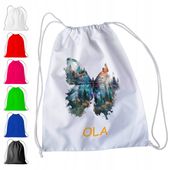 WOREK PLECAK SPORTOWY NA WF DLA DZIECI - MOTYL + IMIĘ! MOTYLEK ĆMA SKRZYDŁA