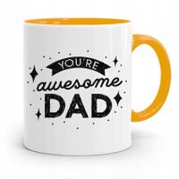 Kubek Żółty Prezent Na Dzień Ojca Awesome Dad Z Nadrukiem Ze Zdjęciem