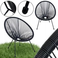 MOCNY WYGODNY FOTEL KRZESŁO OGRODOWE TARAS BALKON DO STOŁU ACAPULCO CZARNE