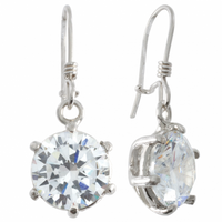 SREBRNE KOLCZYKI WISZĄCE NA BIGLU Z BIAŁĄ CYRKONIĄ SREBRO PRÓBY 925