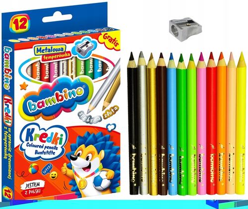 Kredki ołówkowe 12 kolorów w drewnianej oprawie na Arena.pl