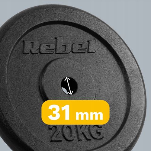 Obciążenie żeliwne 20kg otwór 31mm talerz klasyczny REBEL ACTIVE na Arena.pl
