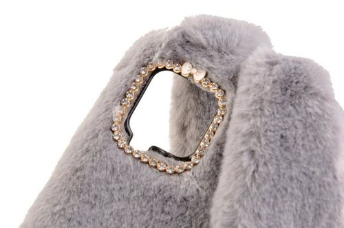 Etui z futerkiem króliczek do Samsung Galaxy A42 5G szary na Arena.pl