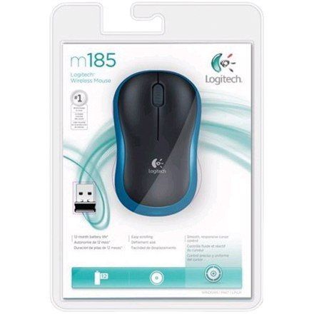 Logitech Mouse M185 Wireless, Blue/ black na Arena.pl