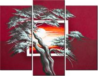 70 90CM OBRAZ 3 ELEM KARMAZYNOWY ZACHÓD SŁOŃCA ŚCIENNY DRUK PŁÓTNO