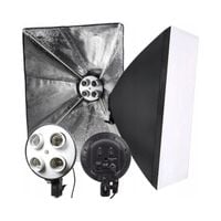 Zestaw 2w1 lampa studyjna światło stałe ciągłe 4x żarówki i softbox 50x70cm