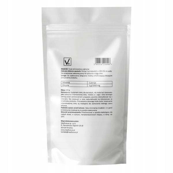 Glicyna 250g AMINOKWAS Glycine 250 porcji - SPOKÓJ PAMIĘĆ RELAKS SEN STERS zdjęcie 4