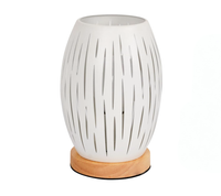 Lampa Stołowa Nocna Metalowa Klatka Drewno Biała E27 22x16 cm Nowoczesna