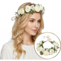 wianek, opaska do włosów z kwiatów, delikatny wianuszek boho w105