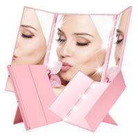 Lusterko kosmetyczne z LED składane potrójne różowe