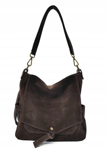 Zamszowa torebka worek skóra brązowa czekoladowa na Arena.pl