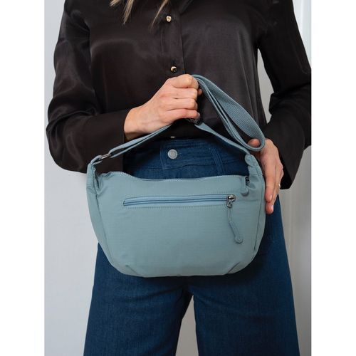 niebieska torebka damska z poliestru z kieszenią zamykaną na suwak na Arena.pl
