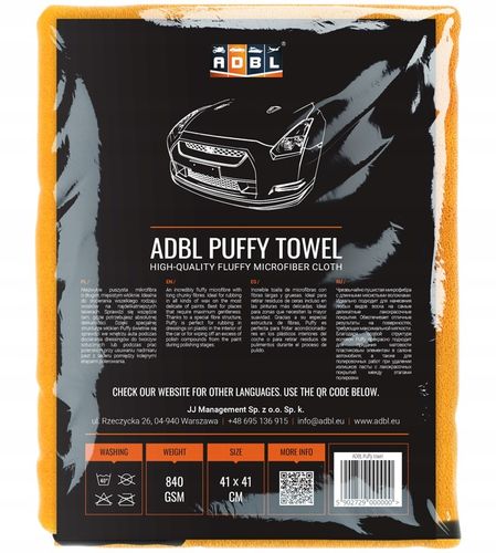 ADBL Puffy Towel Miękka Mikrofibra Do Wosku QD Dressingu Wnętrz Kokpitu na Arena.pl