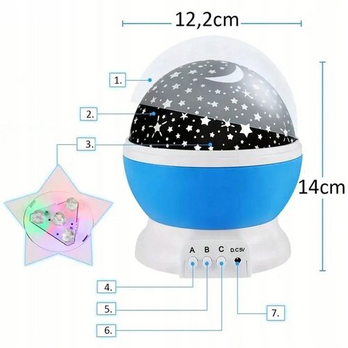 PROJEKTOR GWIAZD KSIĘŻYCA NIEBA OBROTOWY LAMPKA NOCNA RZUTNIK DLA DZIECKA na Arena.pl