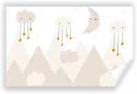 Fototapeta PREMIUM STRUKTURA ZMYWALANA Górski krajobraz chmury i księżyc