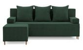 Kanapa z pufą, 3w1, sztruks, PANORA, 191x92x92 cm, zieleń | TYLETEGOTU