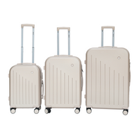 19053 ZESTAW walizek PODRÓŻNYCH 3szt BEŻOWE na wakacje XL+L+M ABS mocn