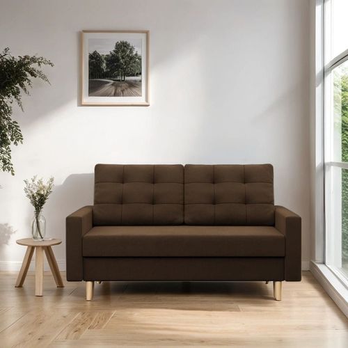 Sofa rozkładana, MILO, Mikrofaza, 152x92x92 cm, brązowy | TYLETEGOTU na Arena.pl