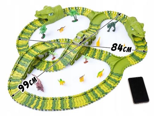 TOR SAMOCHODOWY WYŚCIGOWY PARK DINOZAURÓW MAGIC TRACK 240 elementów / 360cm na Arena.pl
