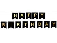 Baner urodzinowy Happy Birthday czarny XL