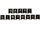 Baner urodzinowy Happy Birthday czarny XL