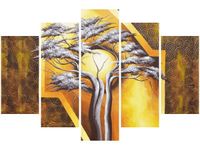 100CM 150CM OBRAZ 5 ELEM DRZEWO NOCĄ ŚCIENNY