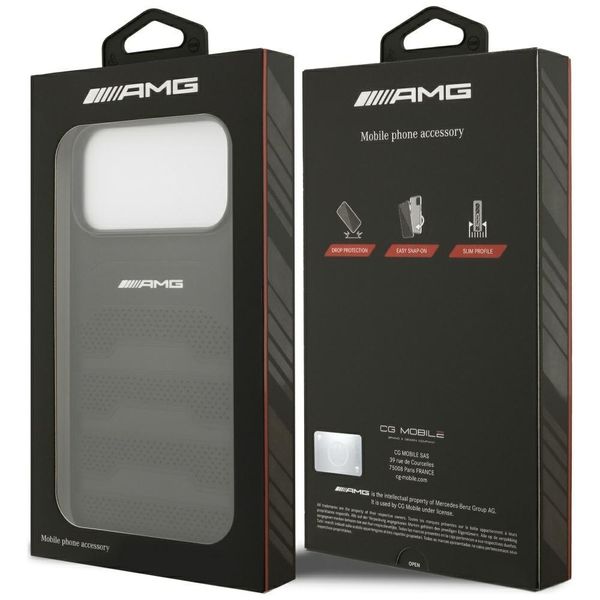 Etui AMG Leather Debossed Lines Logo do iPhone 17 Pro Max czarny zdjęcie 8
