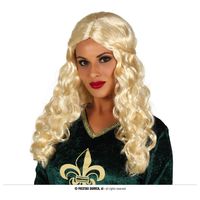 peruka blond długie włosy z warkoczami kręcone