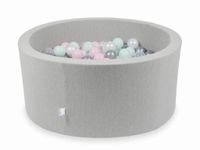 Suchy basen jasnoszary 90x40 z piłeczkami 300 sztuk (przezroczyste, perłowe, srebrne, jasnoróżowe, jasnomiętowe)