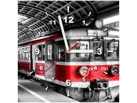 30X30CM ZEGAR POCIĄG PERONIE OBRAZ DREWNO