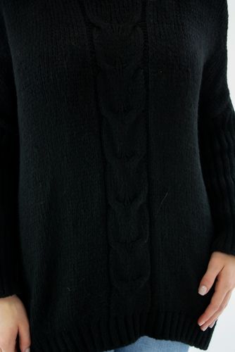 Sweter oversize warkocz Magda Czarny UNI na Arena.pl