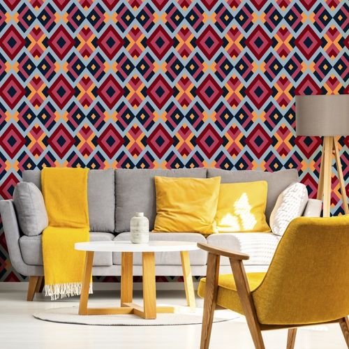 Tapeta Do Salonu Kolorowe ROMBY Wzór Geometryczny na Arena.pl