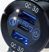 Motocyklowe gniazdo 2xUSB QC3.0 +USB-C PD 3.6A 54W