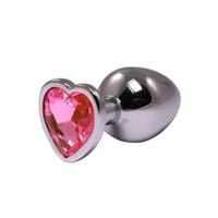 silver small heart-shaped butt plug with pink crystal