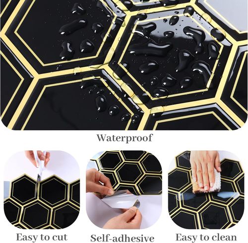 Naklejki ścienne 3D VaryPaper heksagonalne czarne 30,5x30,5 cm 20 szt. na Arena.pl