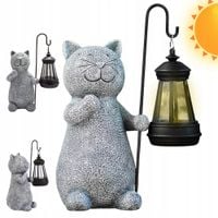 KOTA FIGURA Z SOLARNĄ LAMPĄ OGRODOWĄ DO PATIO I TARASU NA PREZENT