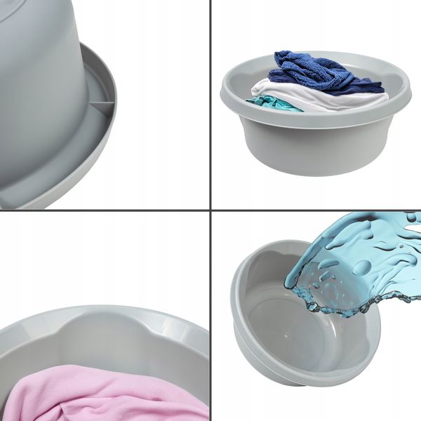 KADAX Miska Plastikowa 9L Okrągła Na Pranie Szara zdjęcie 7